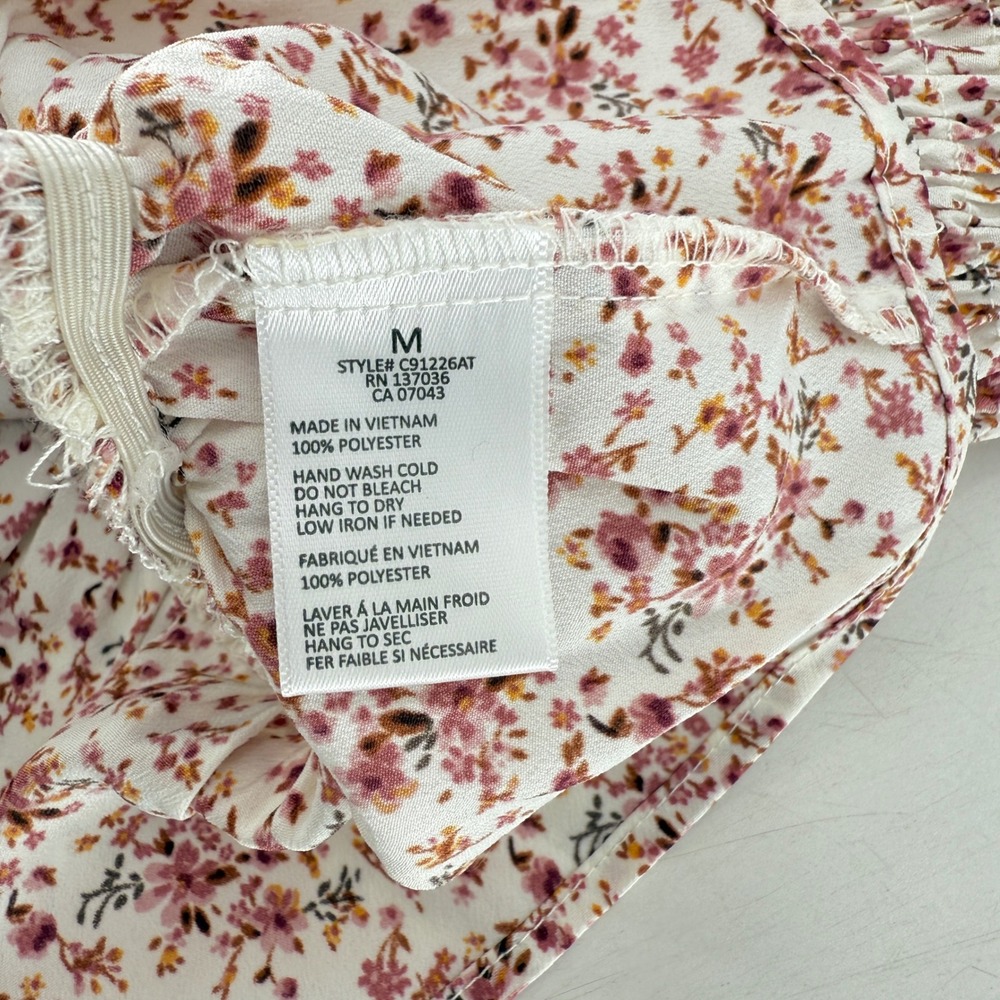 Paper Crane Floral Smocked Square Neck Ruffle Peplum Tie Strap Tank Top M - Picture 6 of 9
